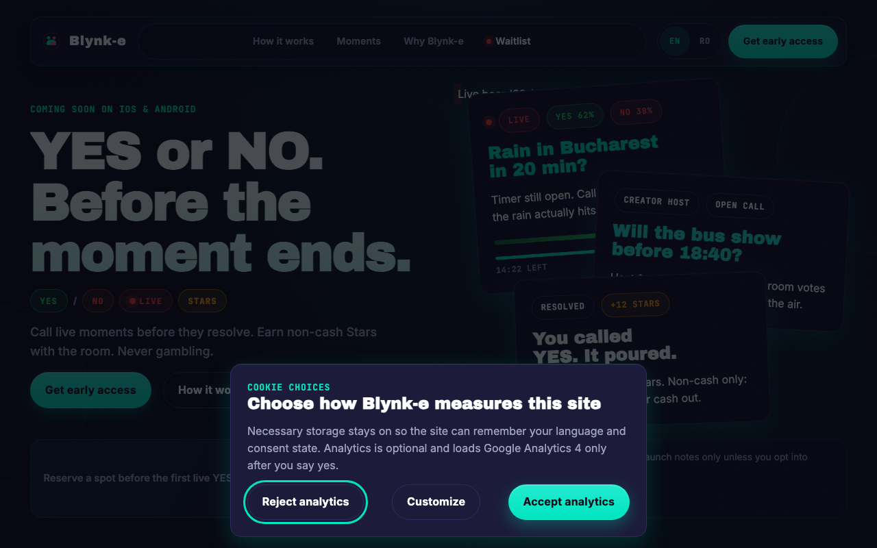 Blynk-e — aplicație predicții live iOS Android Web