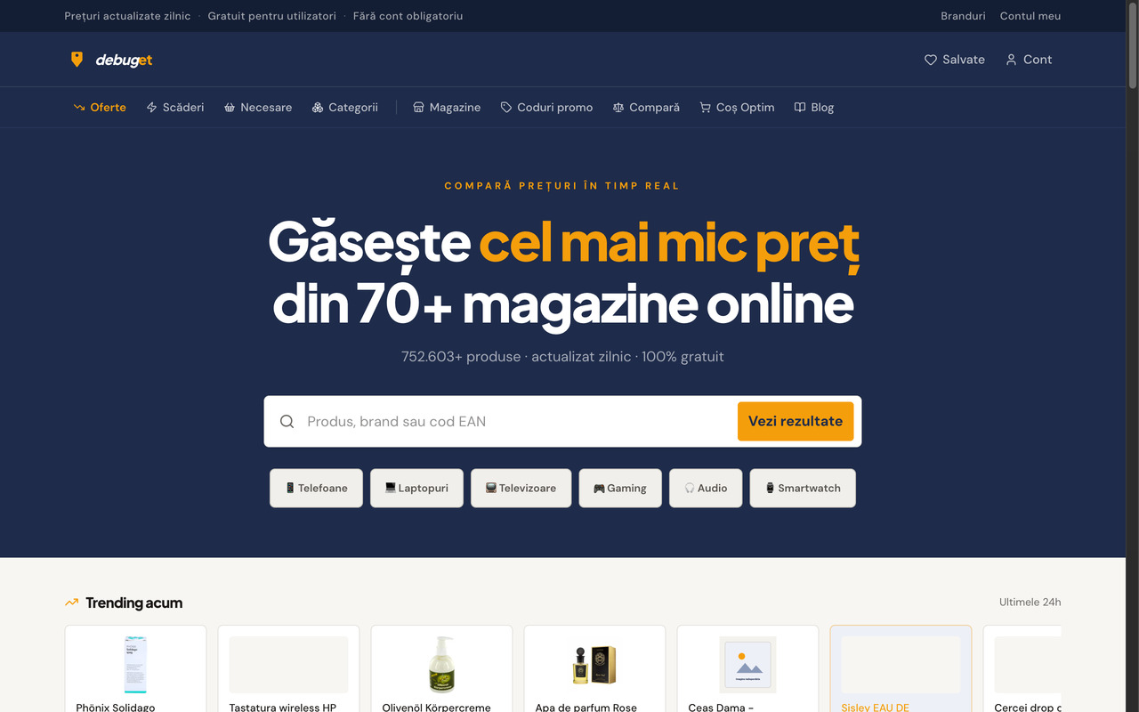 DeBuget — comparator de prețuri online