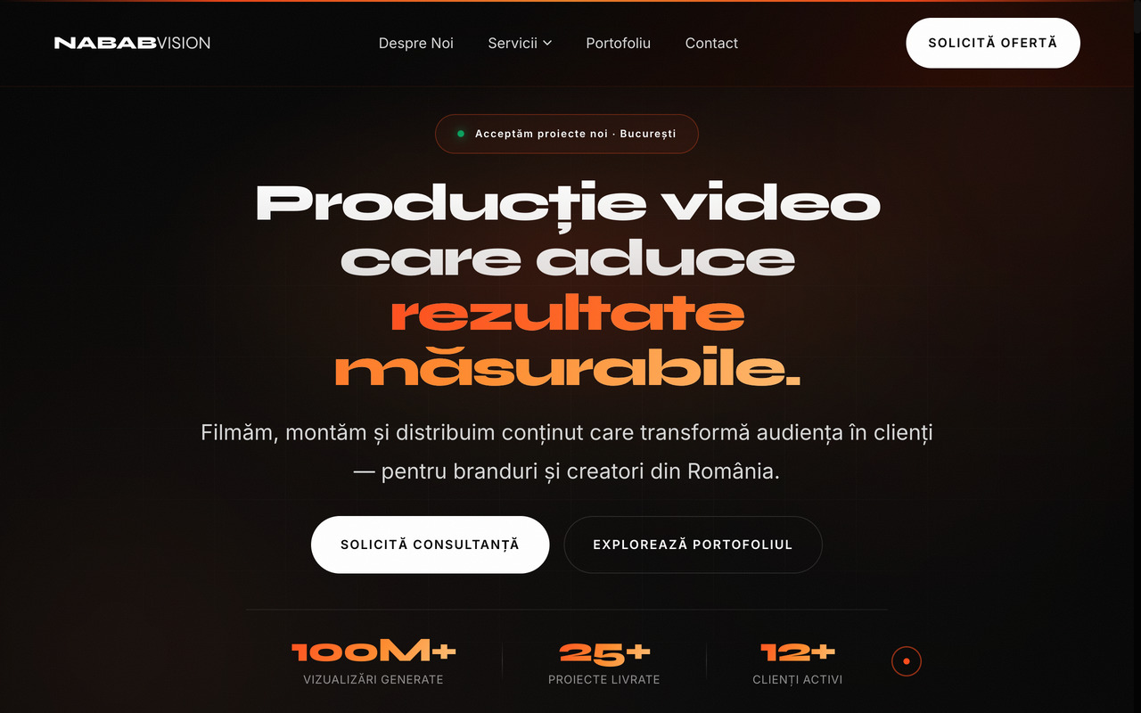 Nabab Vision — site portofoliu producție video